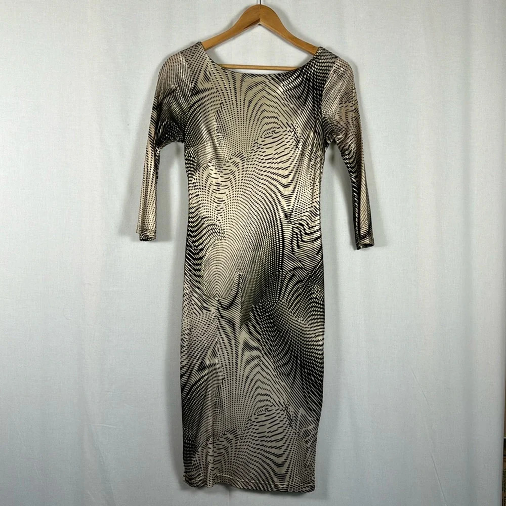 Alice + Olivia Stacey Bendet Black Gold Cocktail Dress Velvet Back Straps Small